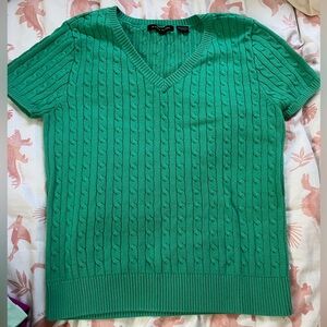 JEANNE PIERRE Green Cable Knit Sweater